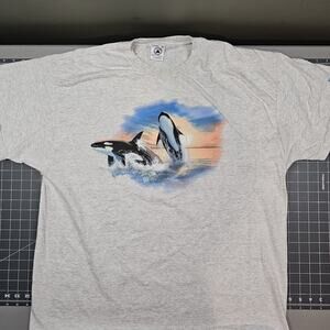 Vintage Sea World Orca Tshirt XXL Killer Whale Dolphin Nature 90s Y2K Vacation